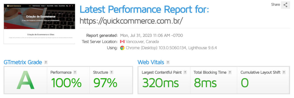 gtmetrix Quick Commerce
