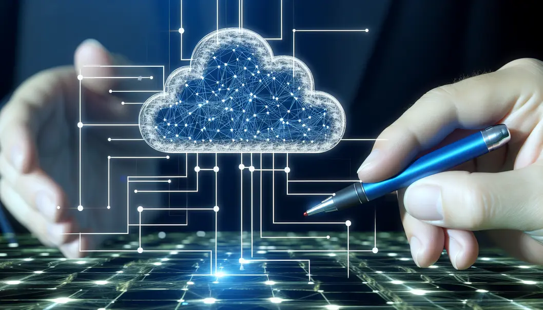 Imagem futurística de uma nuvem digital simbolizando o conceito de IaaS.